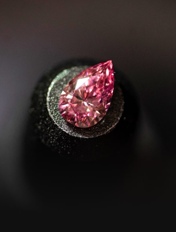 Pear shaped pink diamond