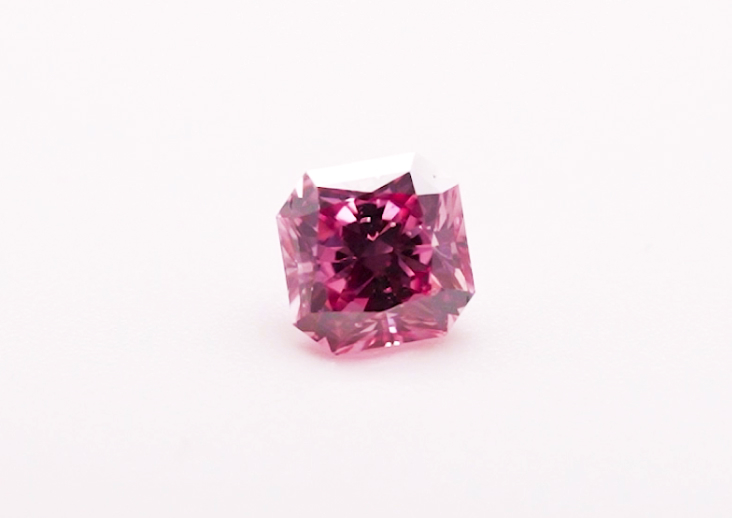 Radiant shaped pink diamond