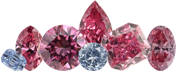 different shapes of pink diamonds