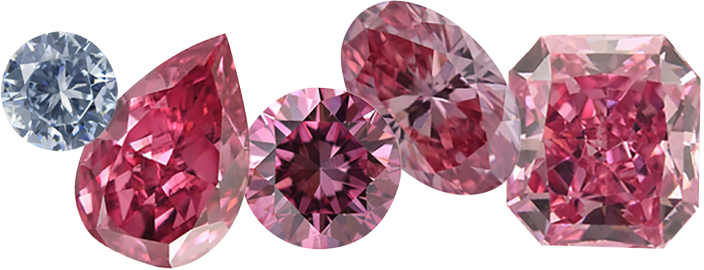 different shapes of pink diamond
